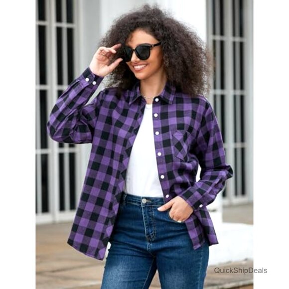 Long Sleeve Flannel Button Down Shirt, Wrinkle-Free, 2XL - Picture 6 of 7